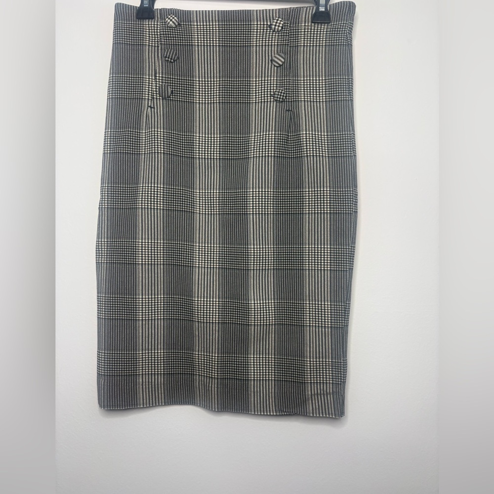Jules & Leopold Plaid Button Skirt